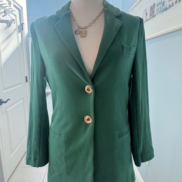 Care Tucker Morrison Interlock Blazer Ivy Green Gold Buttons - Picture 4 of 6